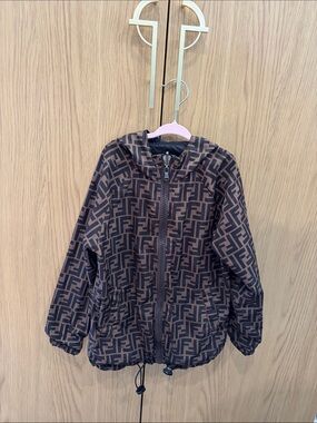 Fendi Brown & Black FF Monogram Hooded Jacket